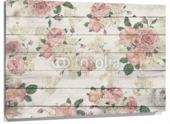 Lienzo Madera con rosas